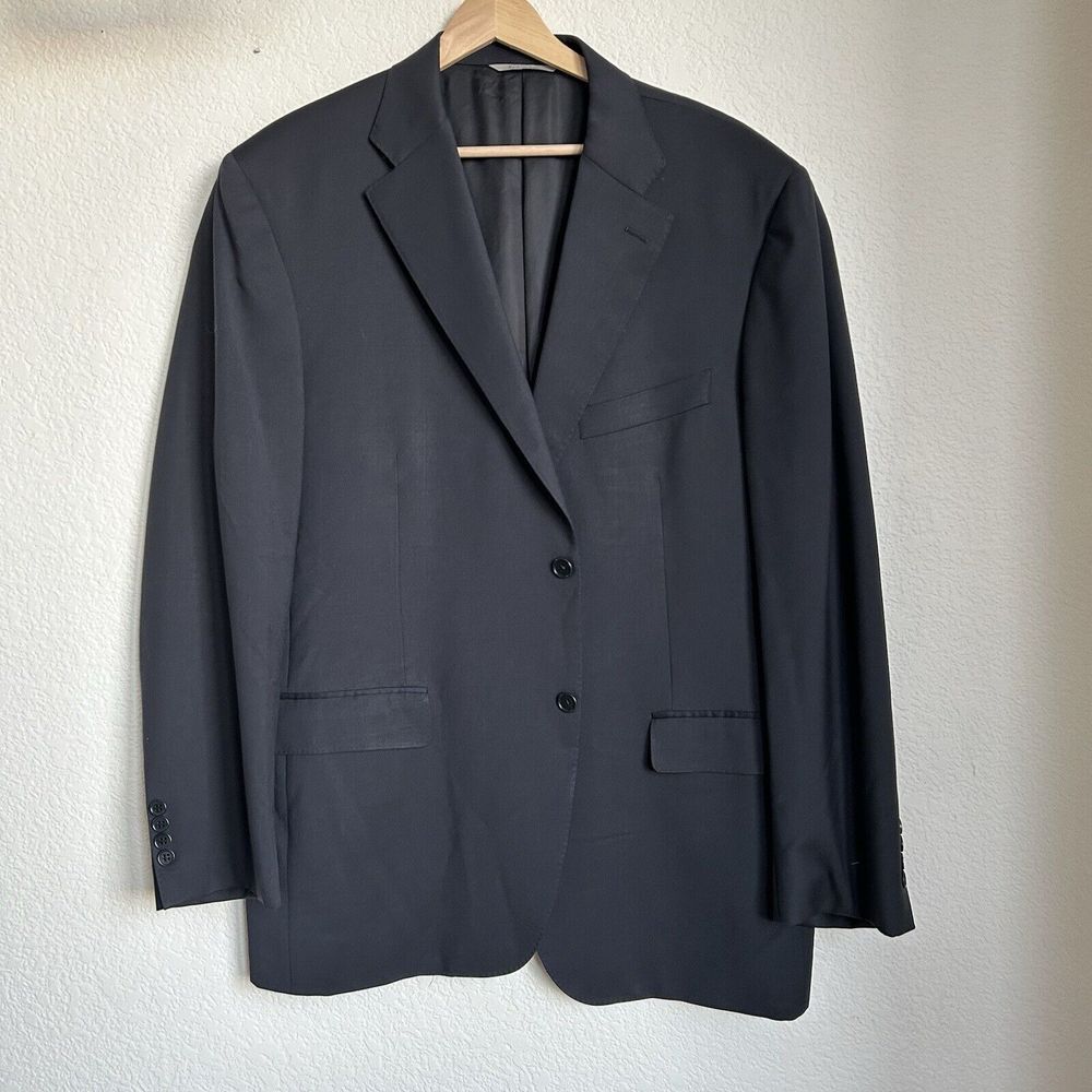 Canali Men's 100% Wool 2-Button Blazer Navy Blue Italy 46R US‎ 56 EU